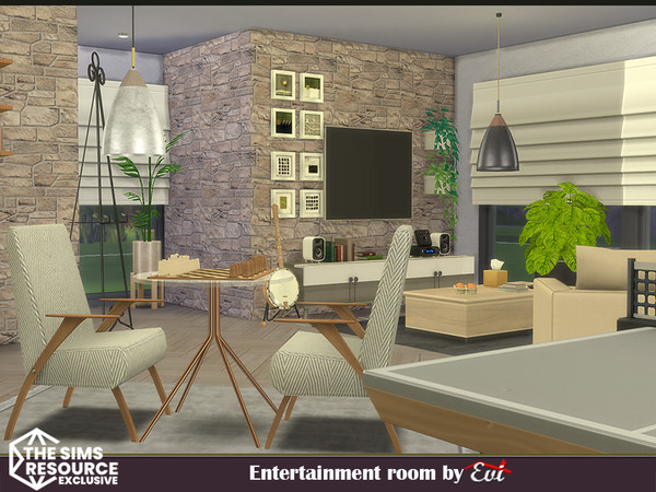 Sims 4 — Entertainment room by evi — A room for the whole family to meet and have fun.