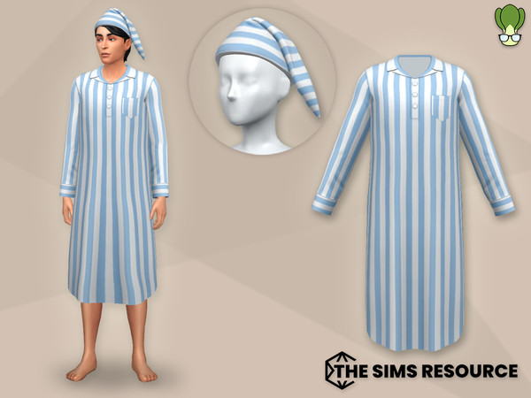 Sims 4 — Old Timey Men's Nightshirt & Nightcap Set by kapakijo — Men's nightshirt & nightcap set available in