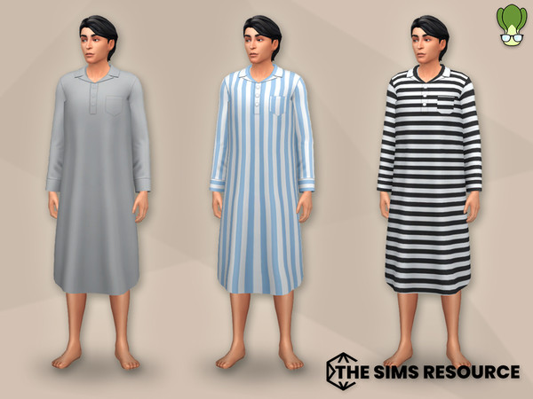 Sims 4 — Old Timey Men's Nightshirt by kapakijo — Men's nightshirt & nightcap set available in solid & stripes