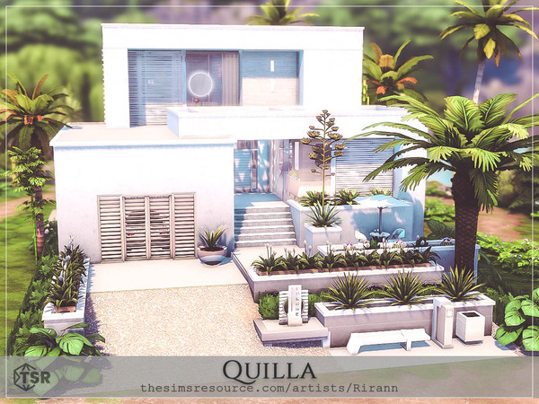 Sims 4 — Quilla - No CC by Rirann — Quilla is a contemporary house with the pool and outdoor lounge areas