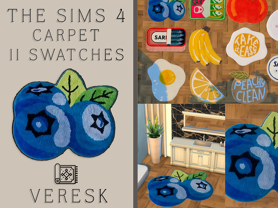 Food Shaped Rug The Sims Resource | VERESK_Set of food-shaped rugs