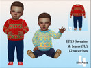 Sims 4 — Sweater & Jeans (IU) by sims4sue — Sweater and jeans outfit for infants, from the Growing Together pack