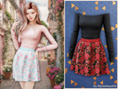 Sims 4 — Off shoulder floral skater outfit by MysteriousOo — A fitted mini dress designed to contour the body. Features a