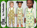 Sims 4 — Toddler Spring Ducks Overall by Pelineldis — Kids fashion clothing: long overalls for toddler girls and boys