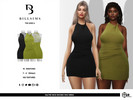 Sims 4 — Halter Neck Ruched Mini Dress by Bill_Sims — This dress features a soft material with a halter neckline and a