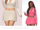 Sims 4 — Cute and Sporty Skirt by Dissia — Mid waist knitted cable and ribbed short skirt