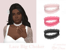 Sims 4 — Lace Big Choker by Dissia — Thick lacey choker