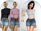 Sims 4 — Simple Denim Set DO160 by DOLilac — Includes: (Top + Bottom)