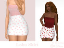 Sims 4 — Lobu Skirt by Dissia — White high waist hearts pattern short skirt