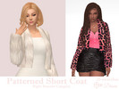 Sims 4 — Patterned Accessory Short Coat by Dissia — Fur, herringbone or cheetah patterned short long sleeves coat