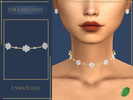 Sims 4 — Diamond Flower Choker by Pitted0live — Choker with cute dainty diamond flowers and gold beads Custom catalog