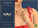 Sims 4 — Diamond Flower Bracelet by Pitted0live — Chain bracelet with diamond flowers and gold beads Custom catalog image