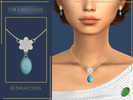 Sims 4 — Diamond Flower Necklace by Pitted0live — Chain necklace with a diamond flower pendant and a stone drop detail