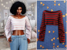 Sims 4 — Striped cropped long sleeve top by MysteriousOo — A cropped top designed with a relaxed, slightly loose