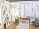 Sims 4 — Windswept Floral Wall Panels by lavilikesims — 5 wide floral panels and one plain, all wall sizes