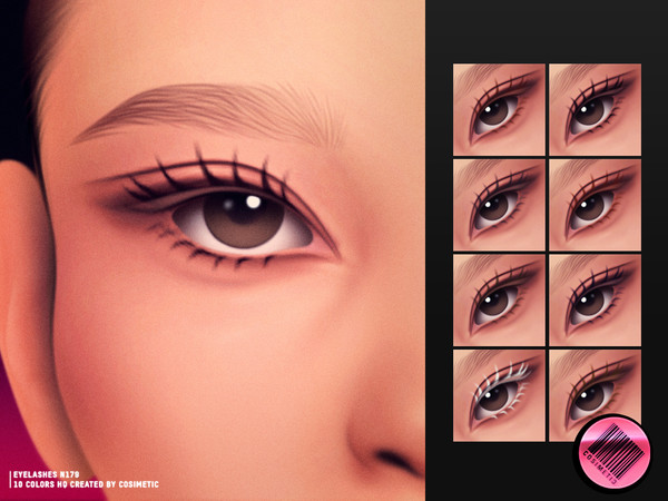 Sims 4 — 2D MM Lashes N179 by cosimetic — Delicate, icy-inspired lashes with a unique stylized look. Includes 10 color
