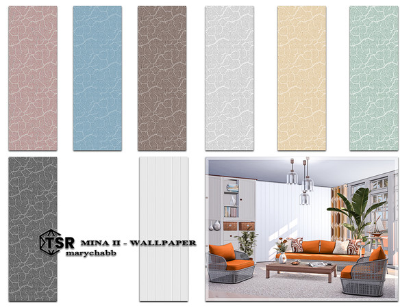 Sims 4 — Mina II - Wallpaper by marychabb — For short , medium , tall wall Kategory: Wallpaper Walls - 8 colors