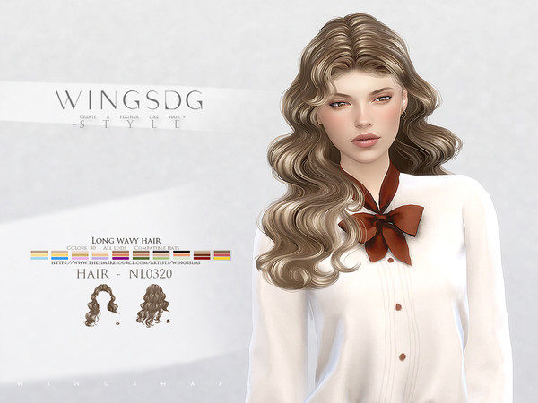 Sims 4 — WINGS-NL0320-Long wavy hair by wingssims — Colors:30