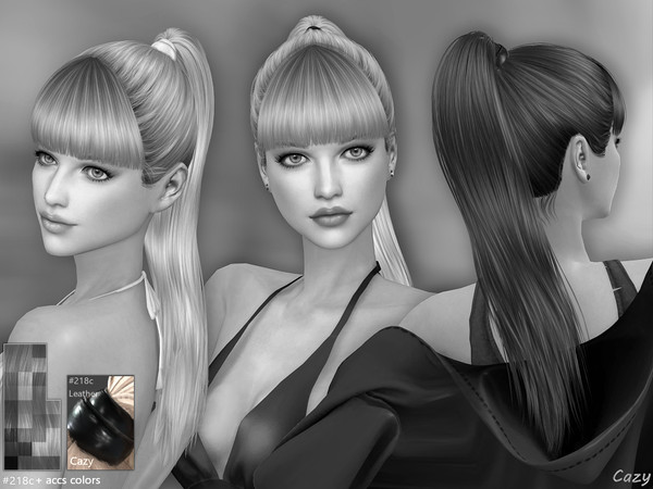 Sims 4 — Lis - Female Hairstyle - Hair tie Recolors by Cazy — Leather hair tie for #218c. Required hair mesh. Can be
