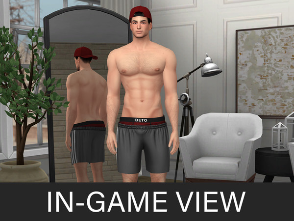 Sims 4 — By Beto - Sean (Shorts V1) by Beto_ae0 — Men's sportswear outfit, shorts and cap