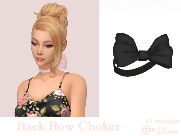 Sims 4 — Back Bow Choker by Dissia — Choker with a big bow at back
