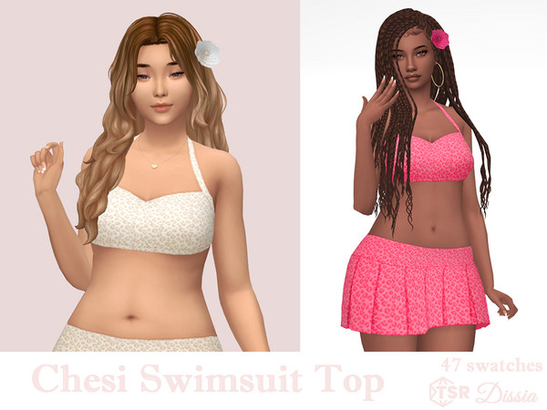 Sims 4 — Chesi Swimsuit Top by Dissia — Swimwear cheetah or leopard pattern swimwear bra