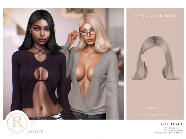 Sims 4 — RAMA - Joy Hair by VentaStudio — 40 Colors (233 on Patreon)