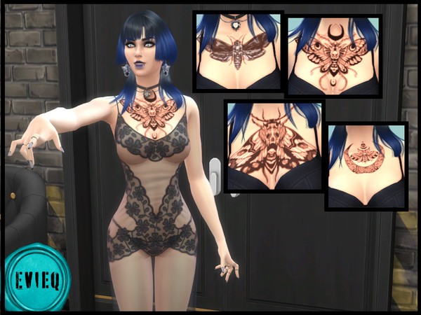 Sims 4 — Death Chest Tattoo by btaylor19 — A recolor of an chest tattoo from the base game with 4 swatches, including
