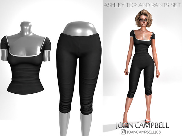 Sims 4 — JCB ASHLEY PANTS by Joan_Campbell_Beauty_ — INCLUDES: TOP (9 swatches)