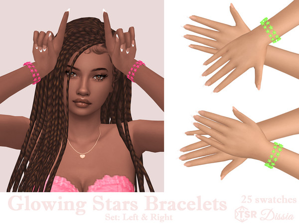 Sims 4 — Glowing Stars Bracelet (Left) by Dissia — Two rows slowly glowing stars bracelet for left or right hand