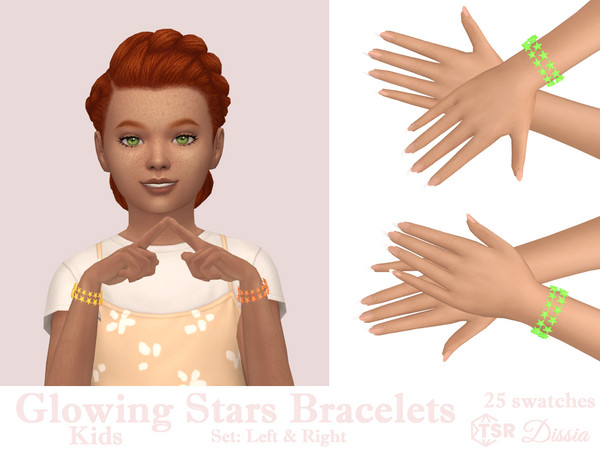 Sims 4 — Glowing Stars Bracelets Kids Set by Dissia — Two rows slowly glowing stars bracelet for left or right hand for
