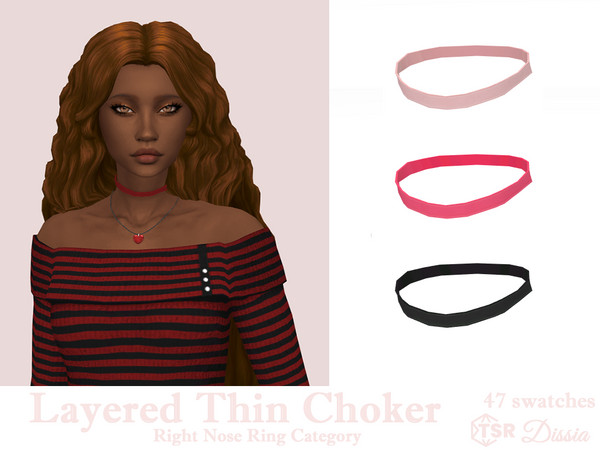 Sims 4 — Layered Thin Choker by Dissia — Simple thin choker made to layer it together with necklaces