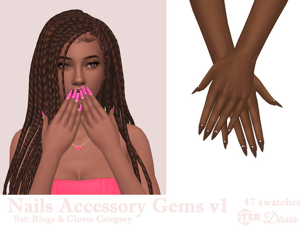 Sims 4 — Nail Gems Accessory v1 by Dissia — Rhinestones nails accessory