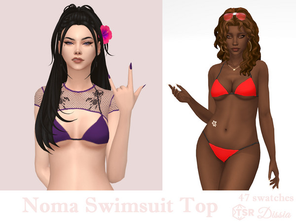 Sims 4 — Noma Swimsuit Top by Dissia — Solids with black straps bikini bra