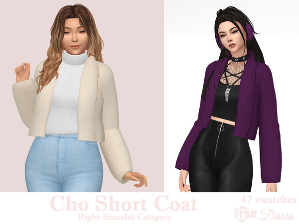 Sims 4 — Cho Accessory Short Coat by Dissia — Long sleeves short solids coat