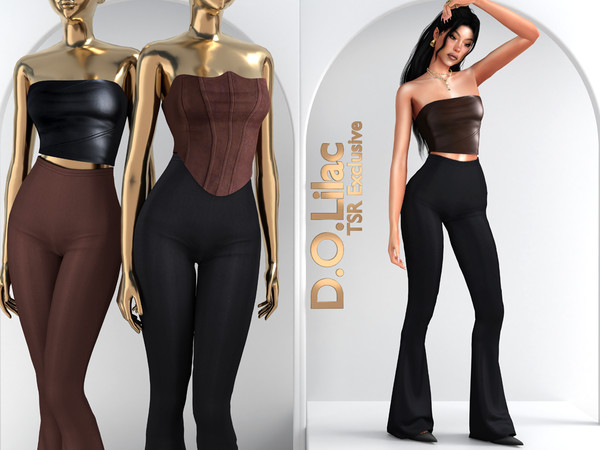 Sims 4 — Modern Feminine Chic Set DO161 by DOLilac — Includes: (Top + Bottom)