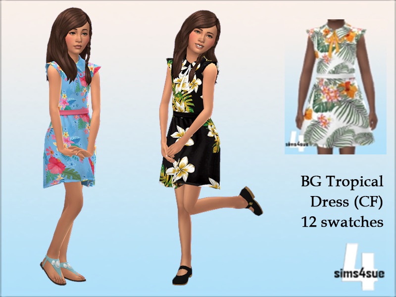 Sims 4 girls clothing CC Tropical Dress (CF) by sims4sue
