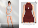 Sims 4 — SHORT-SLEEVED HIGH-NECKED DRESS by ZNsims — sleeveless, high-necked, dress, short skirt, necklace