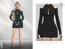 Sims 4 — LONG-SLEEVED HIGH-NECKED DRESS by ZNsims — long sleeveless, high-necked, dress, short skirt, necklace