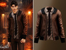 Sims 4 — Adult - Leather bomber jacket layered over shirt and tie by Garfiel — A sharp layered outfit for adults