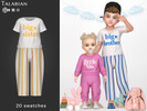 Sims 4 — Mila T-Shirt and Pants Set with Slogan Print (Toddler) by talarian — Short sleeve t-shirt with slogan graphic