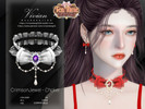 Sims 4 — CrimsonJewel - Choker by VivianDang — - 2 version: With alpha and without