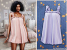 Sims 4 — Ruffle strap night slip dress by MysteriousOo — A flowy night slip dress designed for a relaxed, airy