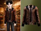 Sims 4 — Child - Smart leather jacket outfit with shirt and tie by Garfiel — A stylish layered outfit for kids featuring
