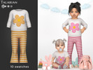 Sims 4 — Lucy LongSleeve Top and Pants Set with Flower Graphic Print by talarian — Long sleeve top with flower graphic