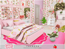 Sims 4 — Berry Cute - Theresa bedroom 1 by melapples — a cute, berry themed bedroom. enjoy! 4x6