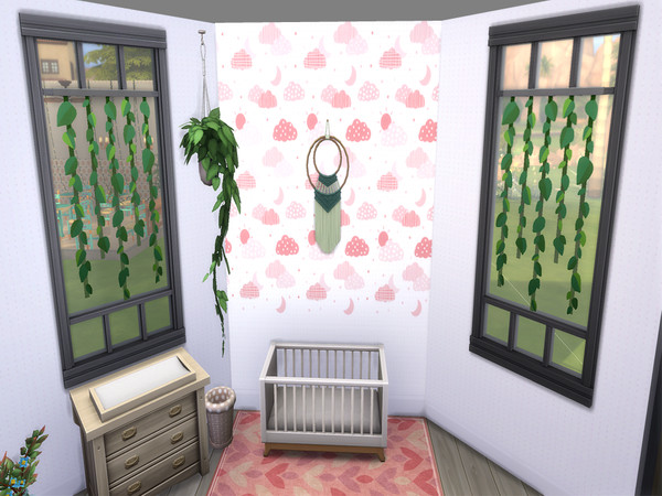 Sims 4 — Clouds Wallpaper by lavilikesims — A set of 3 walls, full spot, clouds and half spot half colour, all wall sizes