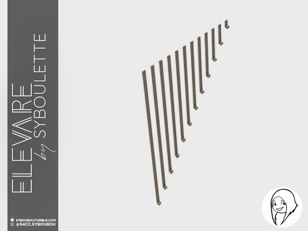 Sims 4 — Elevare - Ceiling Rail Decor (left - Tall) by Syboubou — Those are decor railing that will fit any stairs to