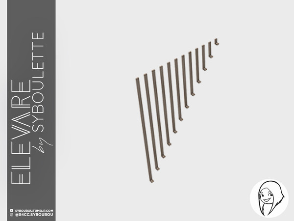 Sims 4 — Elevare - Ceiling Rail Decor (left - Medium) by Syboubou — Those are decor railing that will fit any stairs to