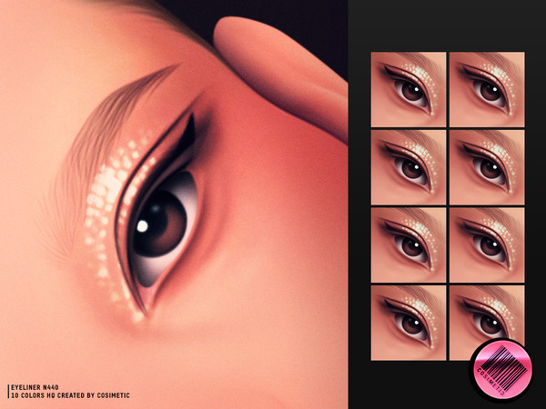 Sims 4 — Crystal Glitter Eyeliner N440 by cosimetic — A modern eyeliner with fine glitter particles that adds sparkle